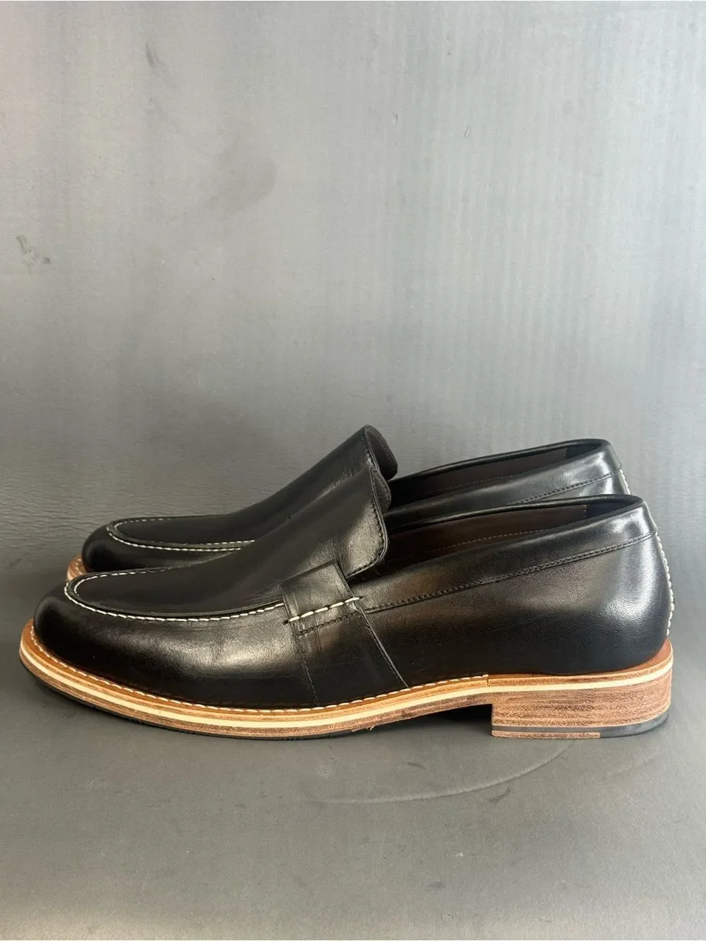 HELM The Wilson Black leather slip on loafers shoes men’s size 14